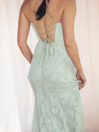 VESTIDO LARGO FLORES VERDE AGUA