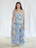 VESTIDO LARGO FLORES AZUL