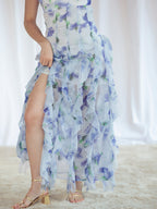 VESTIDO LARGO FLORES AZUL