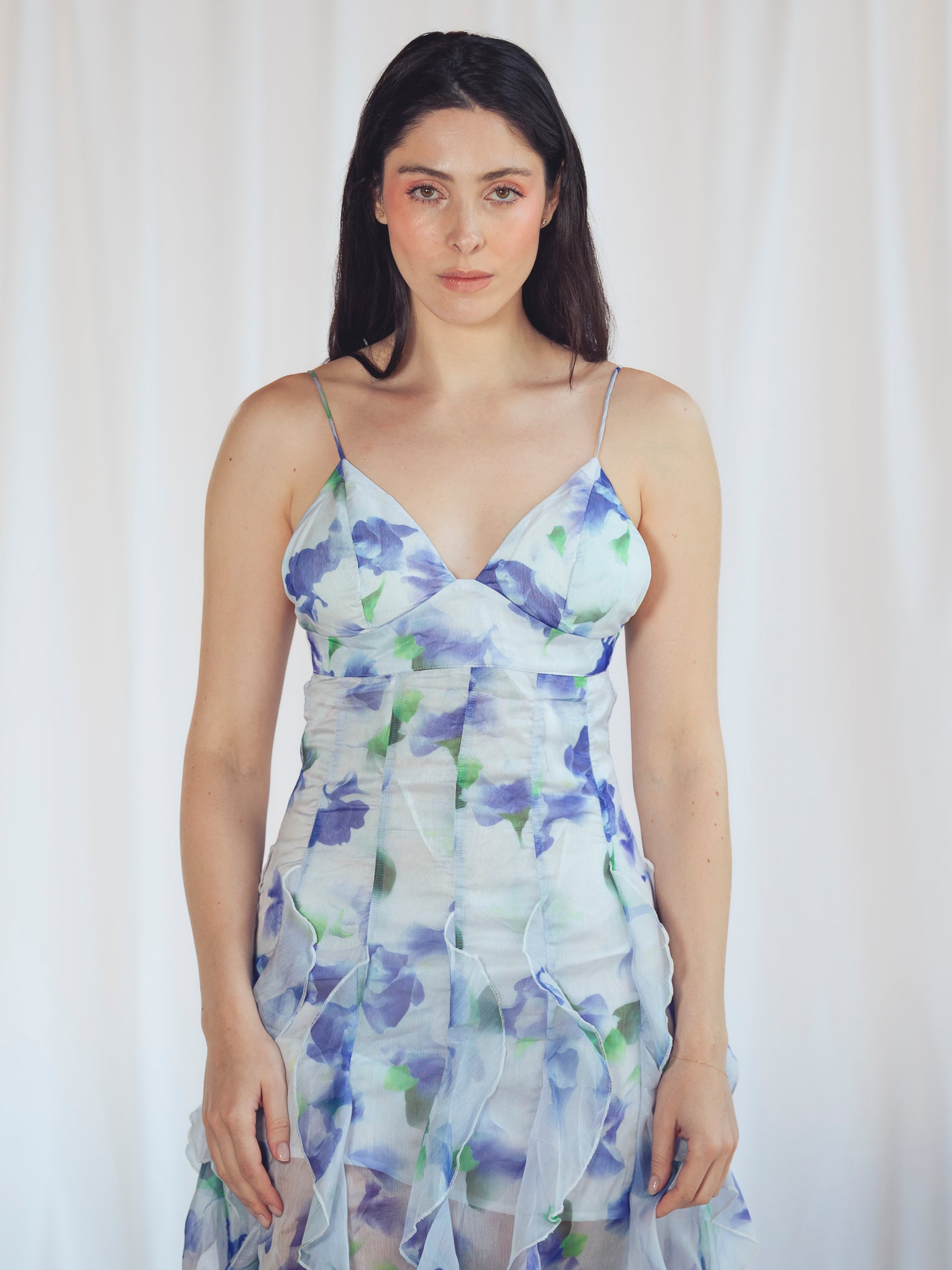 VESTIDO LARGO FLORES AZUL