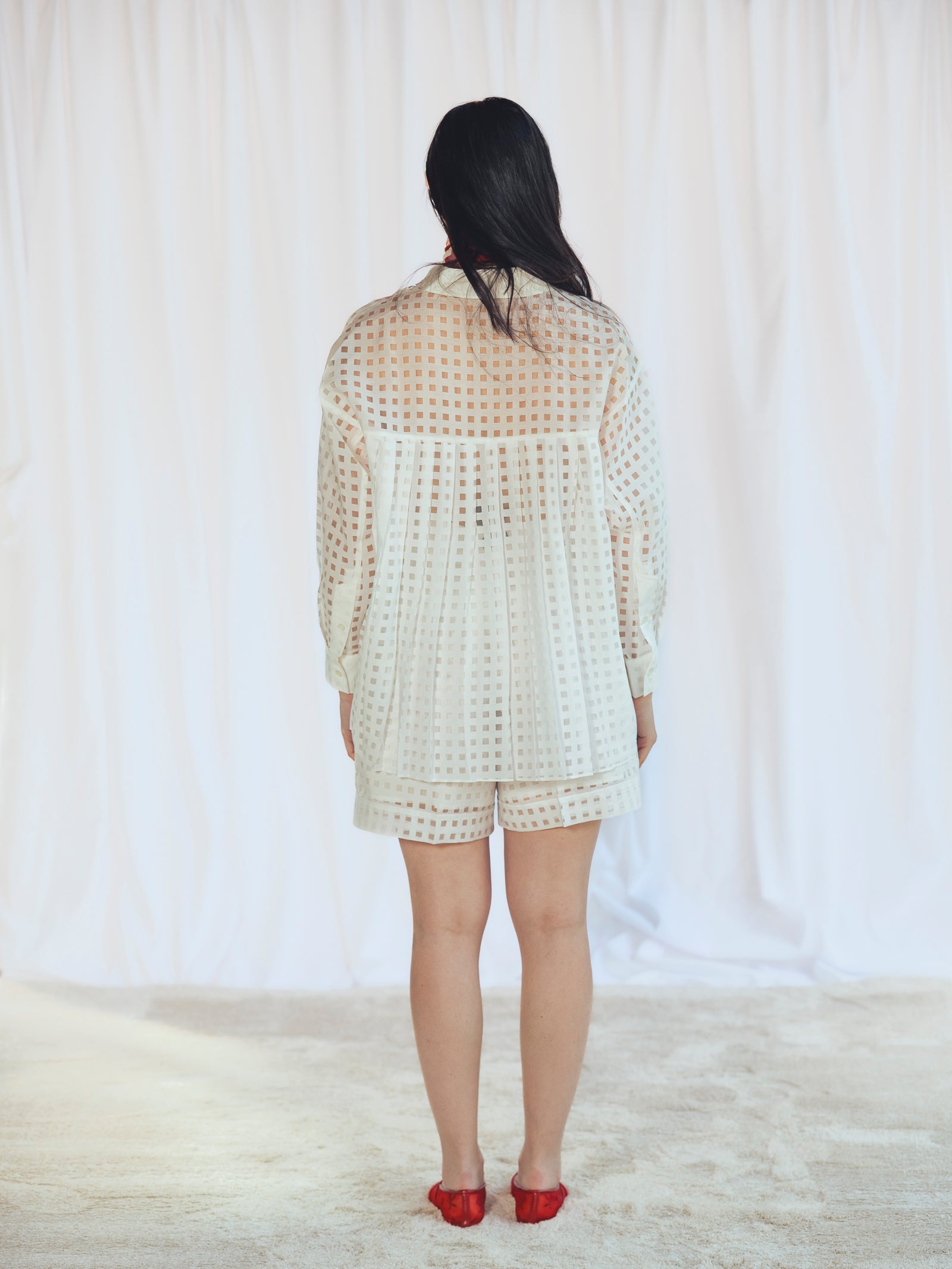 CAMISA OVERSIZED CUADROS BLANCA