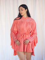 VESTIDO VOLANTES ROSA