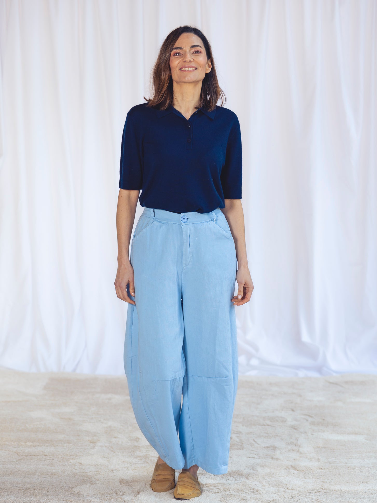 PANTALÓN BARREL AZUL BEBÉ