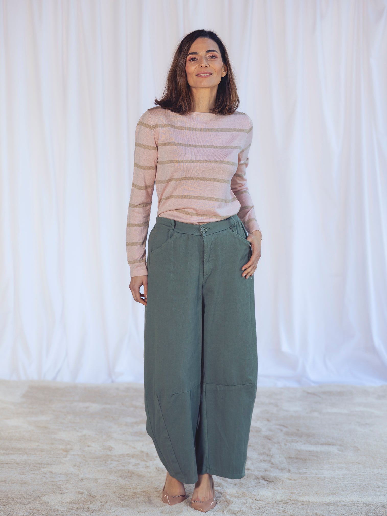 PANTALÓN BARREL VERDE CAQUI