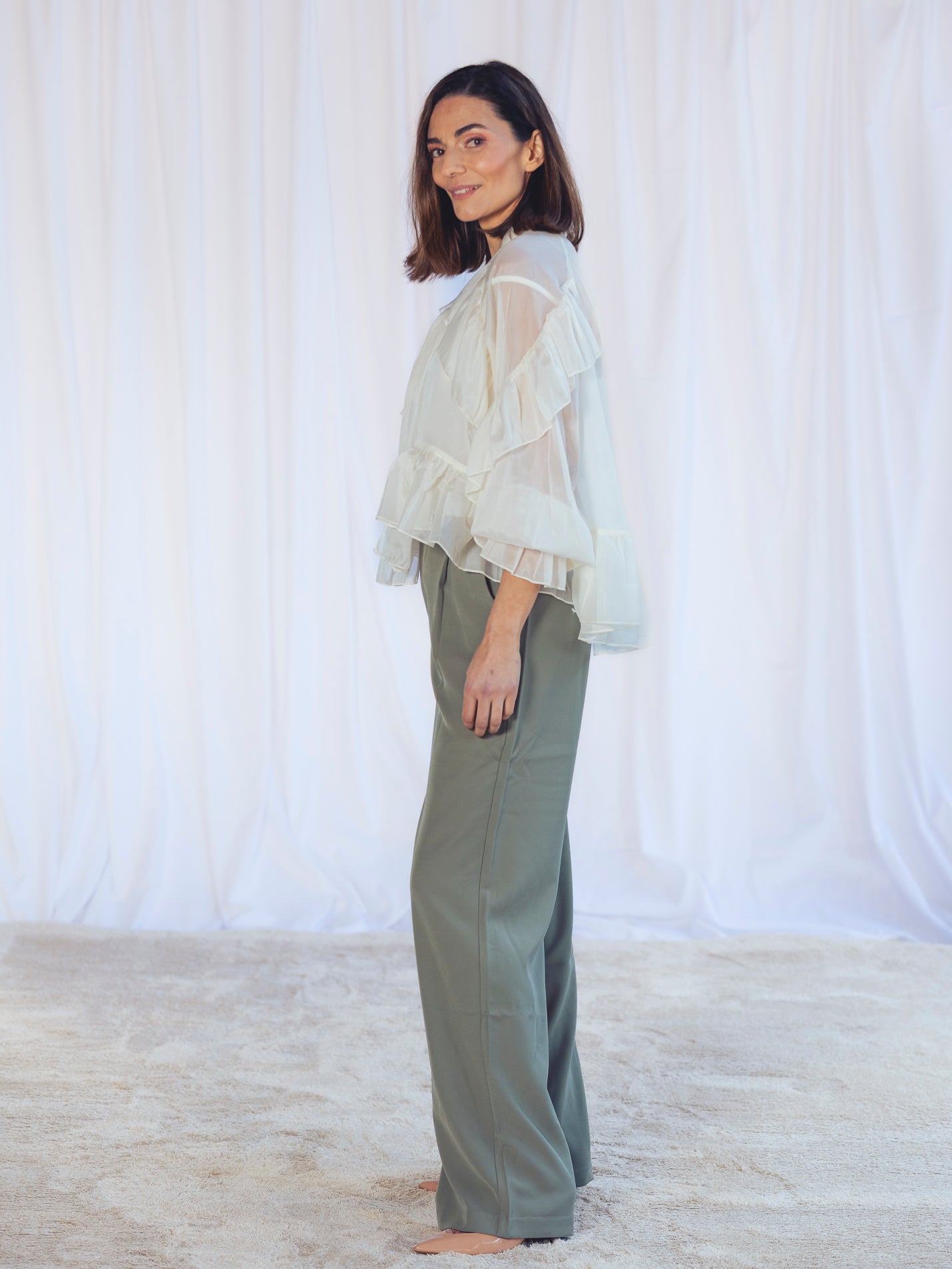 PANTALÓN TRAJE VERDE CAQUI
