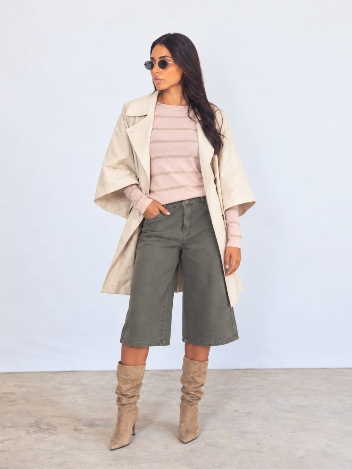 BERMUDAS DENIM VERDE CAQUI
