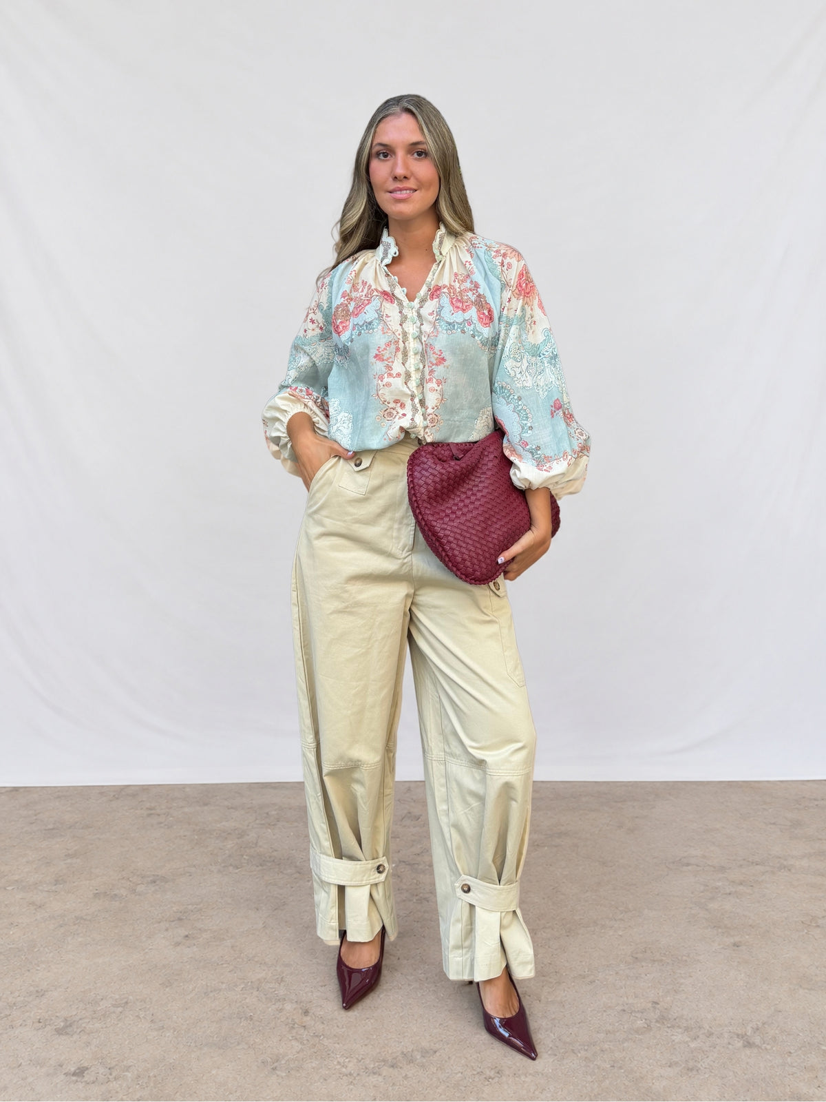 BLUSA ESTAMPADA VERDE AGUA