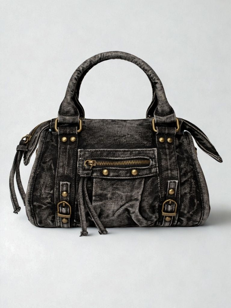 bolso denim negro mini
