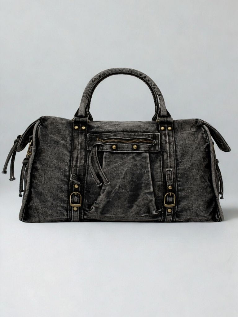 bolso denim negro shopper