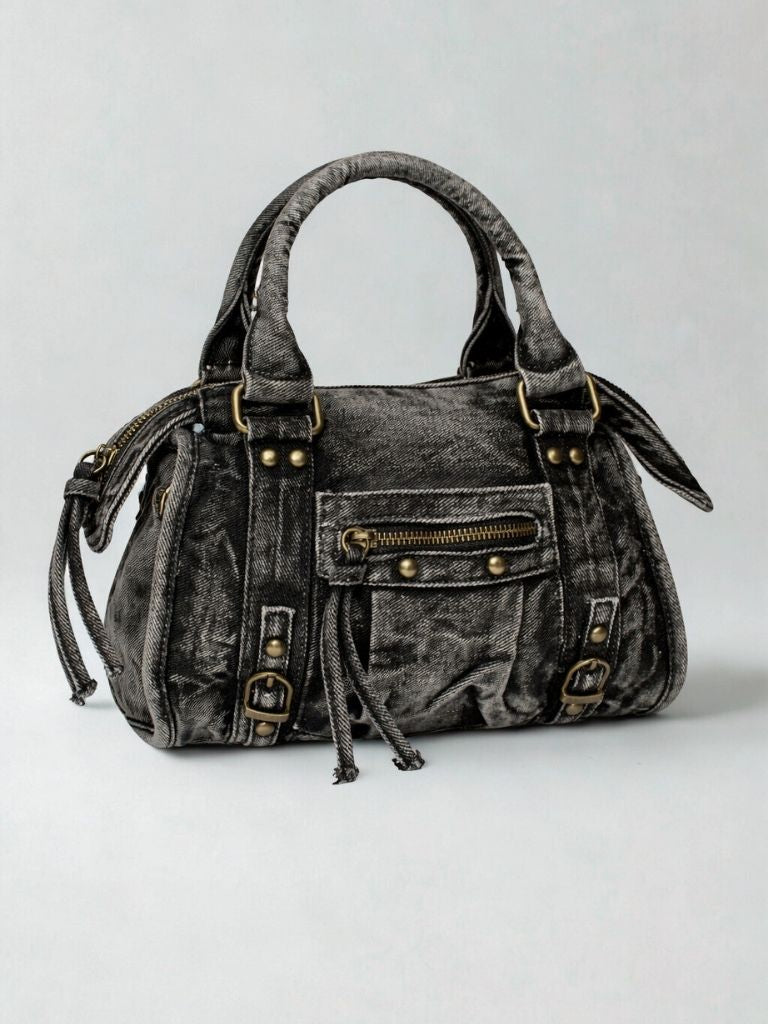 bolso mini denim negro 