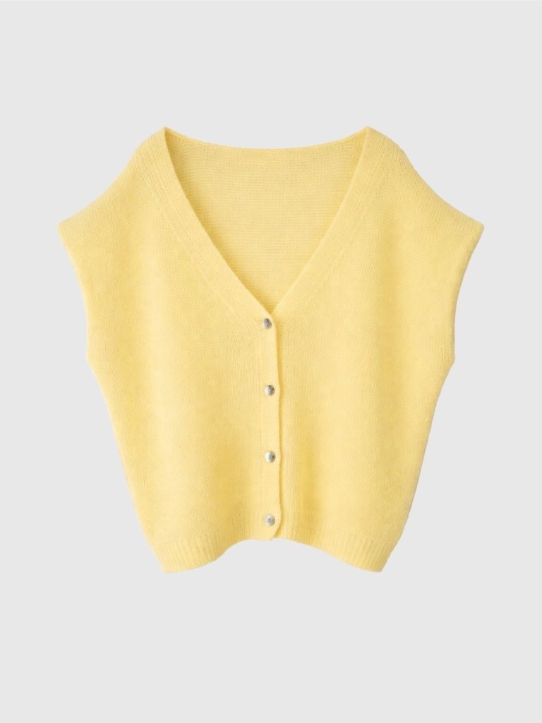 chaleco punto amarillo pastel 