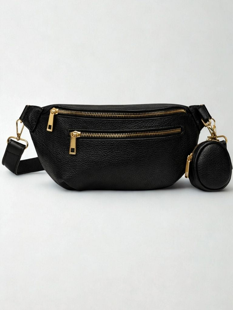 riñonera negra piel