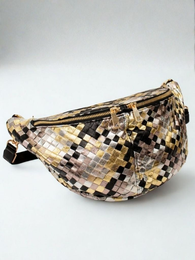 riñonera trenzada metalizada